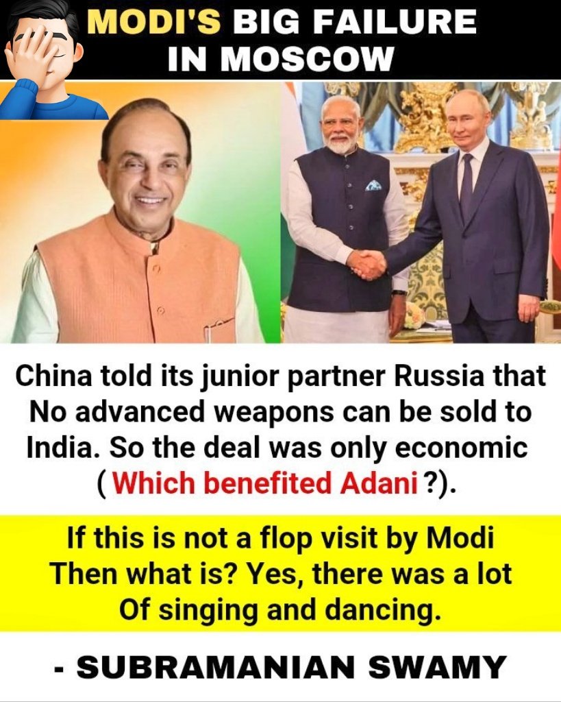 Narang07K's tweet photo. #Moscow #ModiInMoscow just for #Adani not for the nation asked by Swamy !🤦🏻♂️ https://t.co/8WUOYnv1Vj