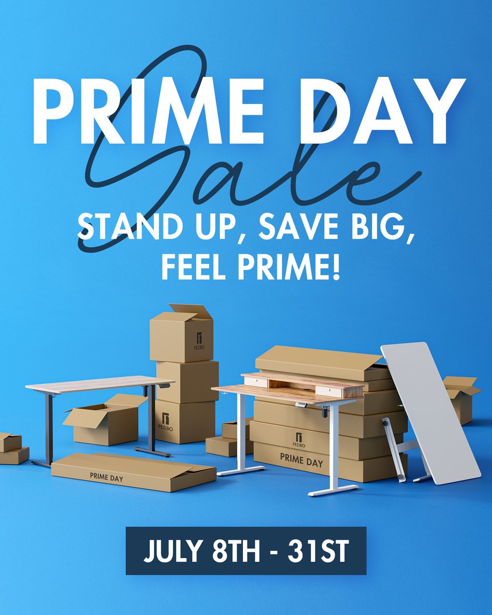 🚨 FEZiBO Prime Day Season is live on our website! 🎉 From July 8-31, get up to 50% OFF, free accessories, and more! Shop now at fezibo.com and don’t miss out on these amazing deals! #PrimeDay #FeziboDeals #StandingDesk #PrimeDaySale #OfficeFurniture #HomeOffice