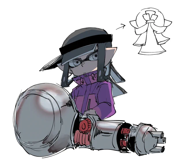 もう一回チャレンジできるドン!!!orz な背景下書き(没)とフレさんとお話ししながら描いたノチ男と白黒目反転ちゃんとコロくん 