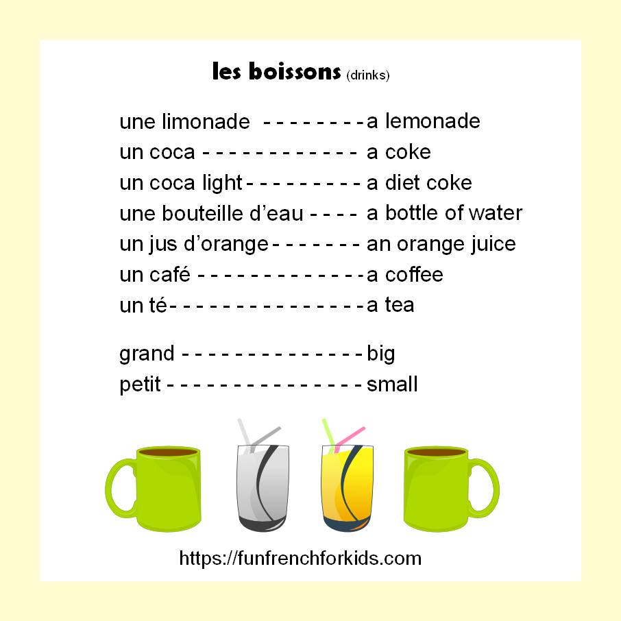 A nice class activity to do in the summer term is to create drink menus, then role play buying a drink in French! #LearnFrench #FrenchKS2 #FrenchKS3 #TeachFrench #FrenchForKids #FrenchPGCE #FrenchTeacher #EasyFrench #FrenchFirstWords #French