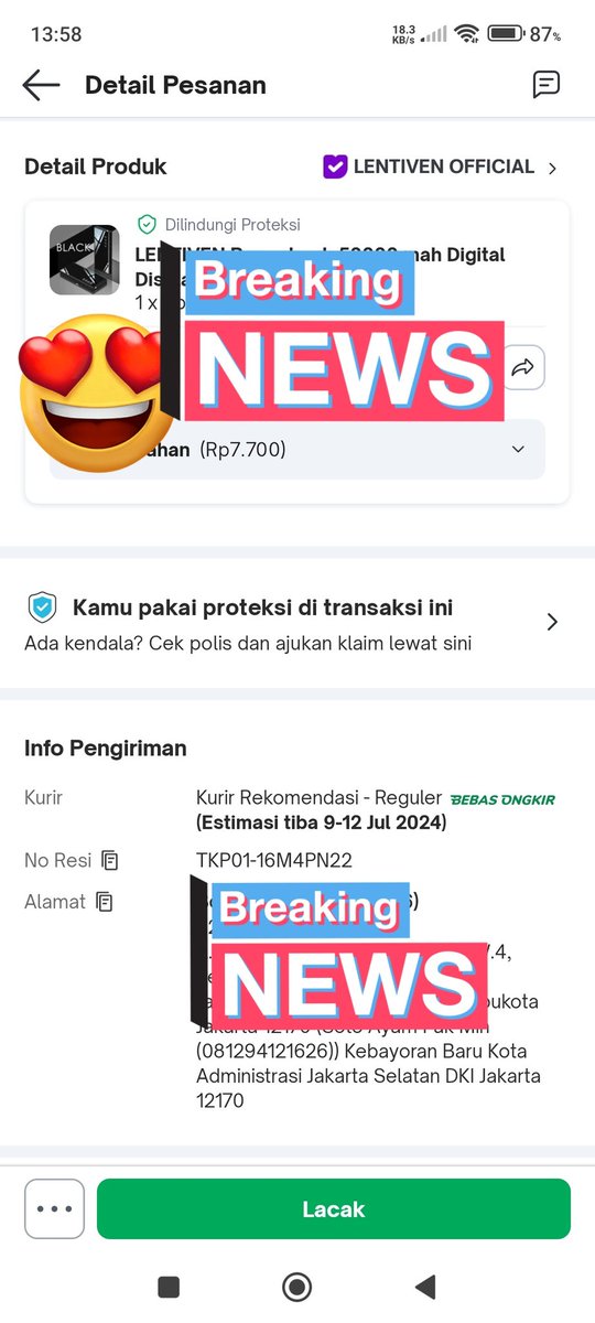 Halo <a href="/tokopedia/">Tokopedia</a> ini pesanan saya kenapa muter2 ga nyampe2. Itu kurir ga bisa baca map dan ga dikasih no contact penerima ya.bisa2nya bilang alamat ga ditemukan. Tinggal ketik digmaps soto ayam pak min
