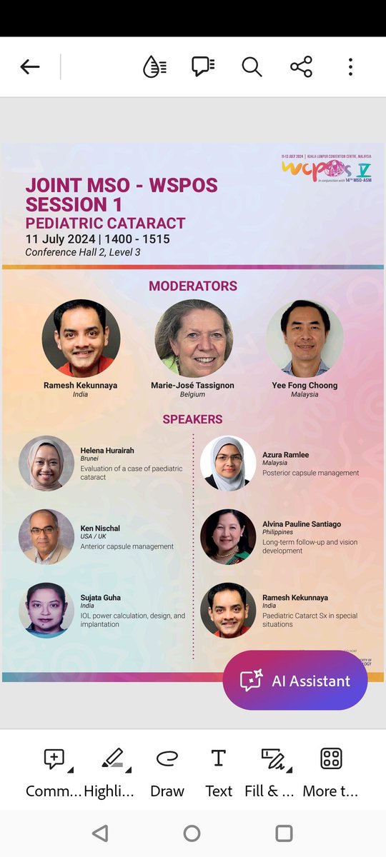WSPOS's tweet image. Joint symposium by MSO and WSPOS on pediatric cataract. Live now with a fantastic panel Prof Ken Nischal, @Rameshkekunnaya, Marie Tassignon and Yee Fong Chong.
#wcposV #wcpos2024 #wspos