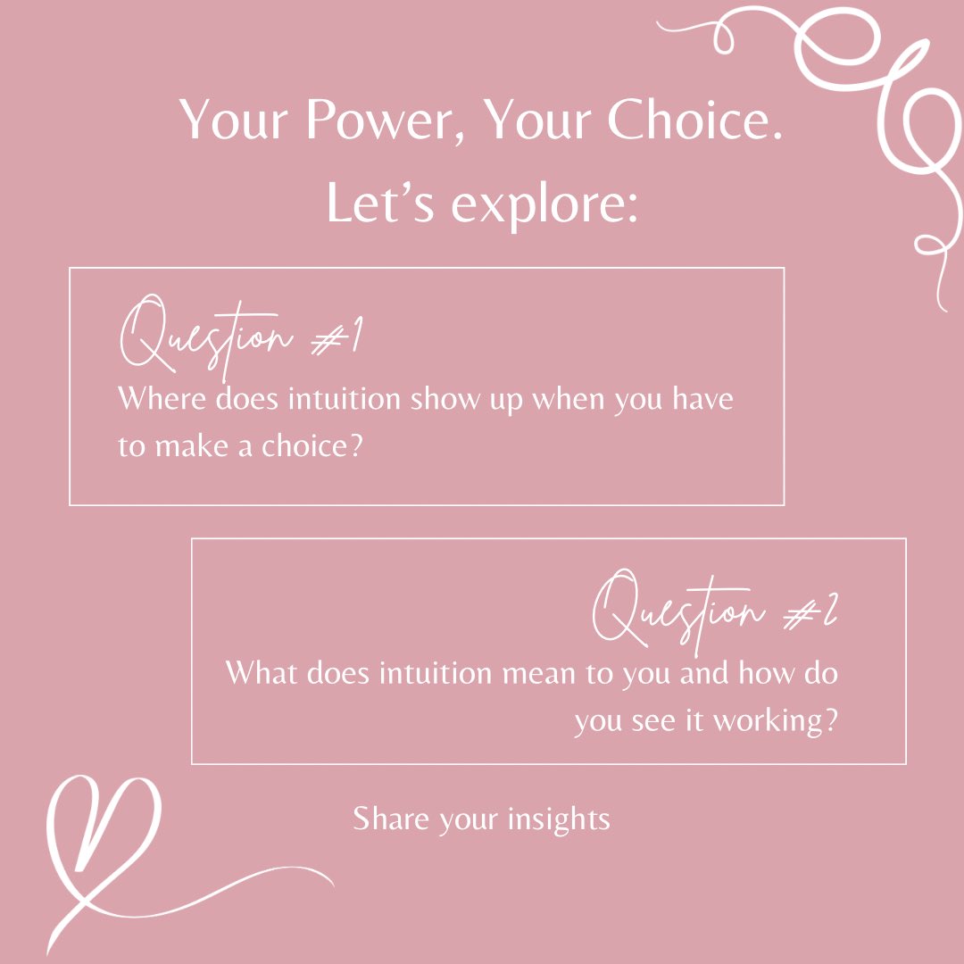 SharGracelyn's tweet photo. Your Power, Your Choice, Let’s explore: 

Where does intuition show up when you have to make a choice?  What does intuition mean to you and how do you see it working?

Share your insights below 👇 let’s start a discussion in the comments. 

♥️ Shar https://t.co/cOvRxeQptU