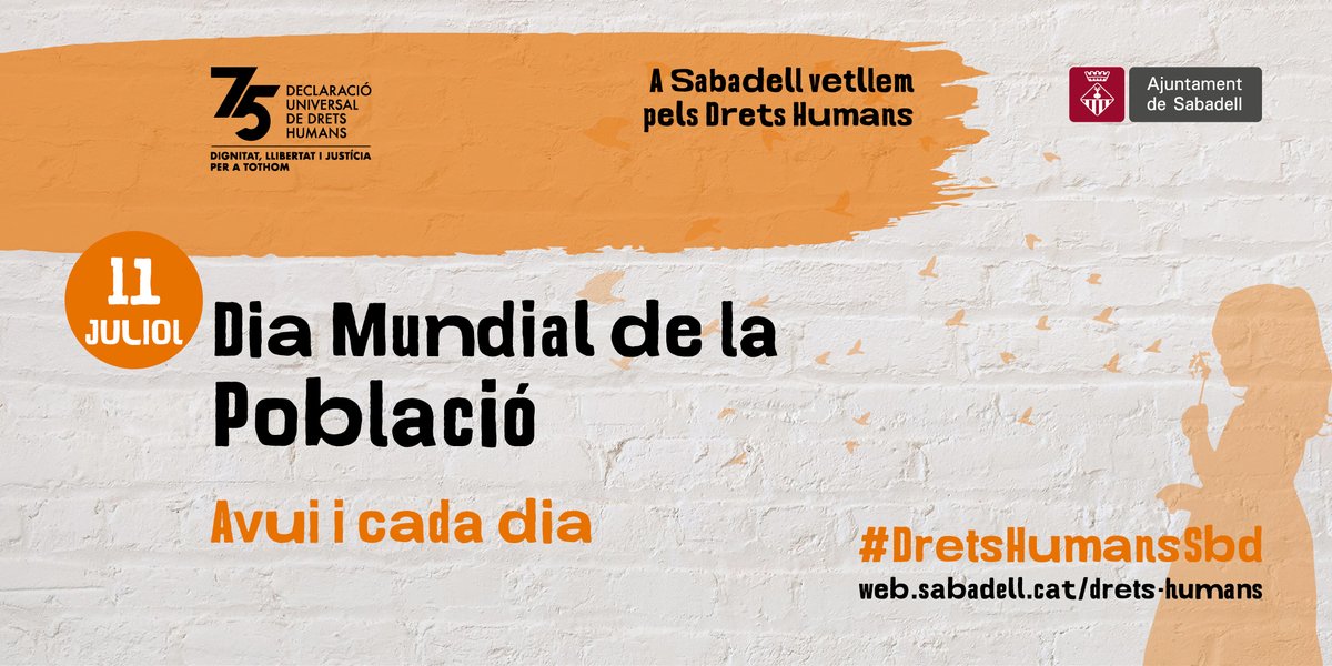 Aj_Sabadell's tweet photo. 🗓 Avui #11J es commemora el Dia Mundial de la Població, que enguany posa el focus en el poder de la #igualtat de gènere
💪 Cal donar més veu a dones i nenes, també en els debats sobre els reptes demogràfics globals
#DretsHumansSbd https://t.co/RnVtHIPmRD
