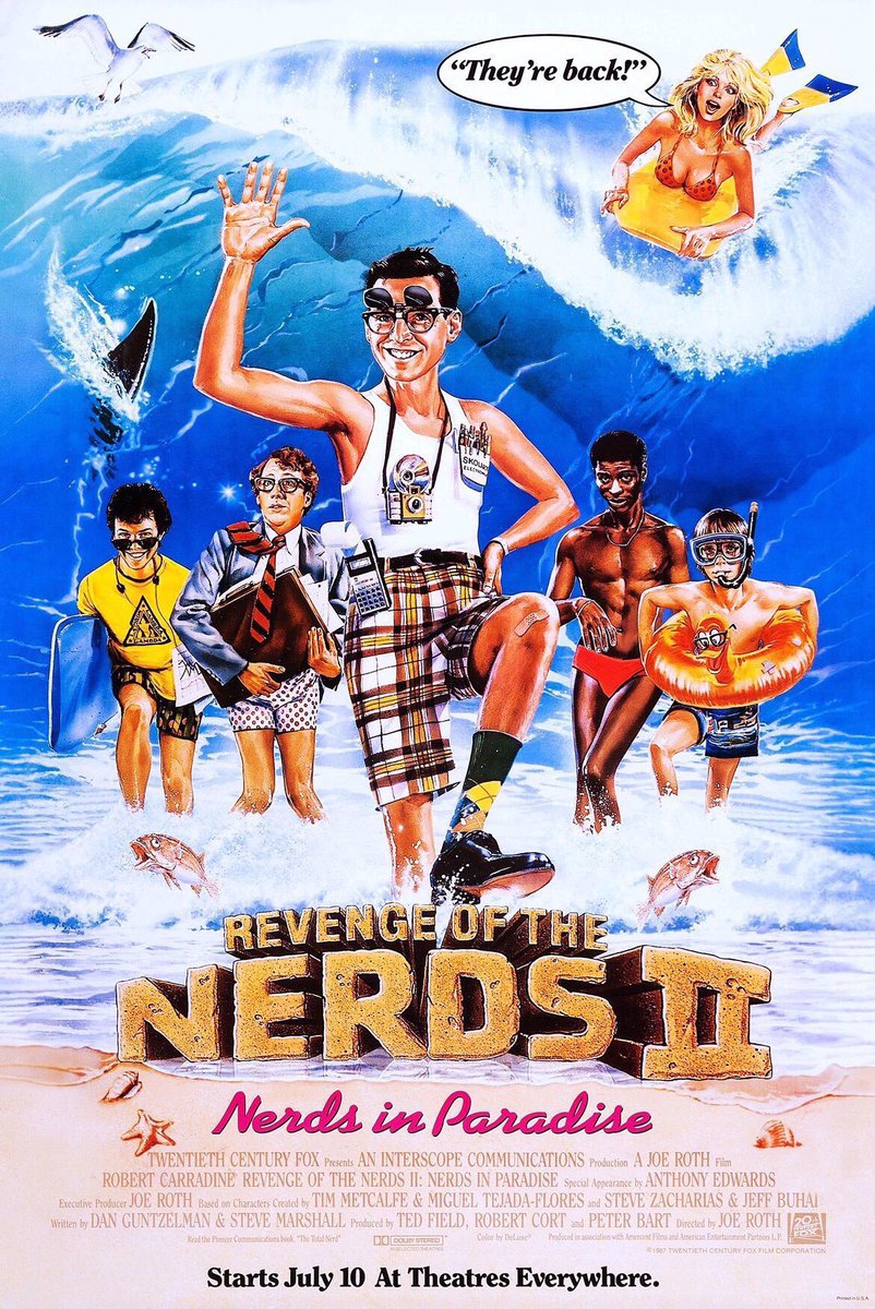 FilmNewsNos's tweet photo. 🎬MOVIE HISTORY: 37 years ago today, July 10, 1987, the movie ‘Revenge of the Nerds II: Nerds in Paradise’ opened in theaters!
#RobertCarradine #AnthonyEdwards #CurtisArmstrong #LarryBScott #TimothyBusfield #AndrewCassese #CourtneyThorneSmith #BradleyWhitford @jamesocromwell https://t.co/kBvcJKXFYe