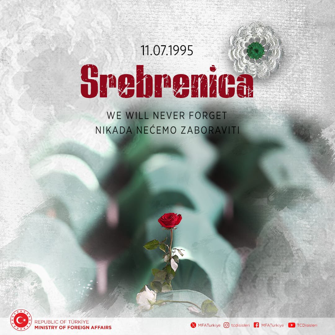 We commemorate with respect and mercy our Bosniak brothers and sisters who were martyred in the Srebrenica genocide 29 years ago. 

We will never forget the Srebrenica genocide.