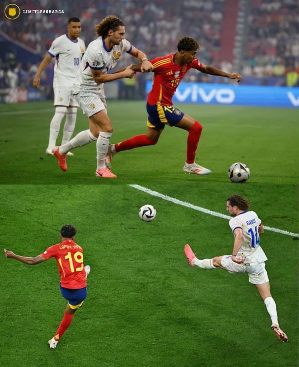 _SoccerSS_'s tweet photo. Lamine Yamal had some words from Adrien Rabiot after the final whistle 👀
Rabiot before the game: "We'll try to get Lamine Yamal out of his comfort zone. If he wants to play the final, he'll have to do more than what he has done so far." https://t.co/7vymYuuoRE