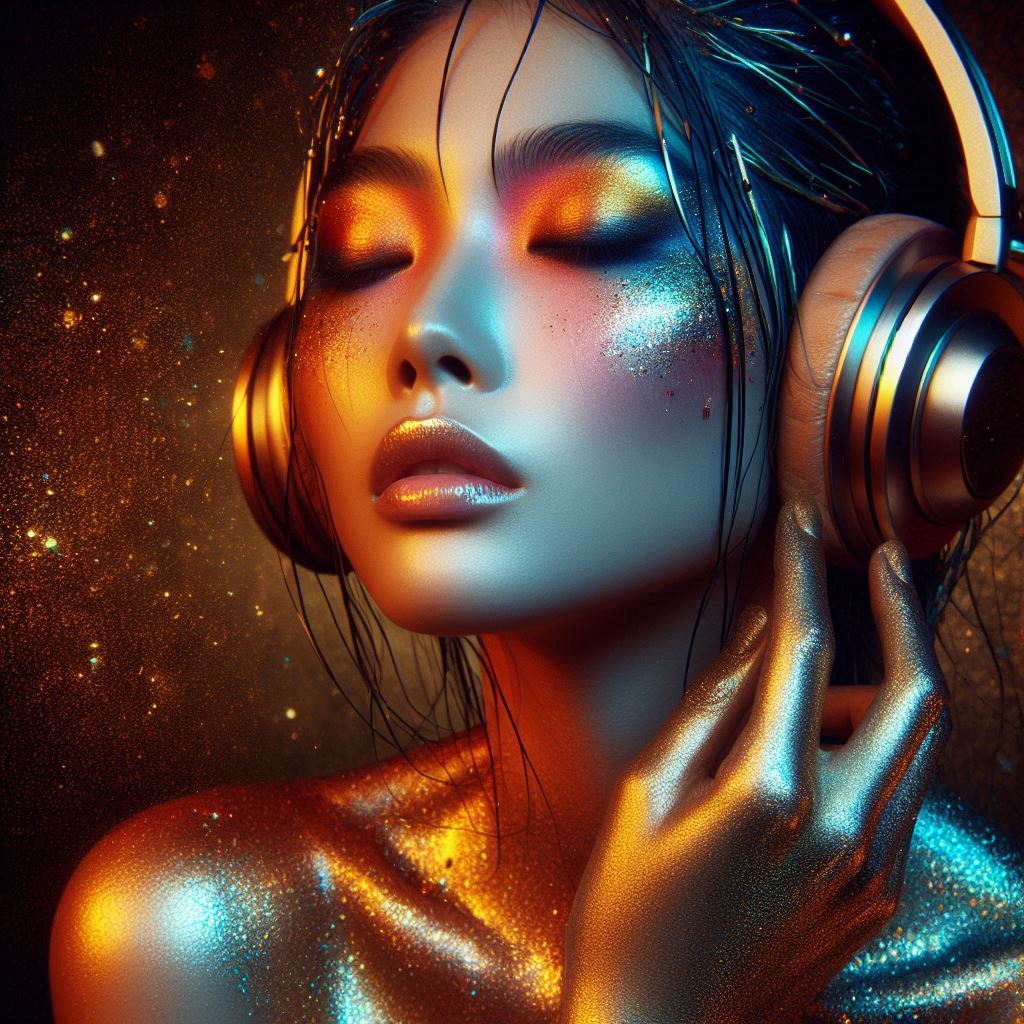 AmsterdaManAI's tweet image. Lost in a metallic melody 🎧✨ #FuturisticVibes