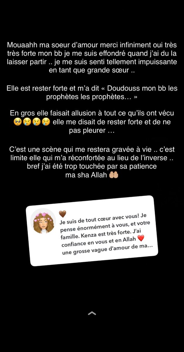 PARDOOOOON ?! Donc ce qui lui arrive est une épreuve comme celle qu’un prophète a vécu ? #poupettekenza tu dépasse un level, est-ce une tentative pour te faire passer pour folle ?! 
Non parce que y a pas à comparer une menteuse, voleuse compulsive ayant envoyé un nettoyeur à une