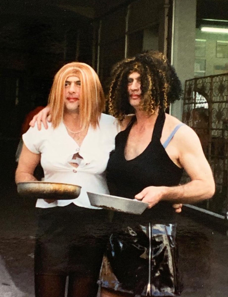 RobHosking1's tweet photo. Saying goodbye to my wonderful uncle, today ๐
Here he is in the late 90s with my dad, representing the fire service & raising money in a charity pancake day relay, even wearing ๐ for an extra handicap ๐จโ๐๐
#Hero
#RIPErnie
#Family
#LifeIsShort https://t.co/3rTkawhIze