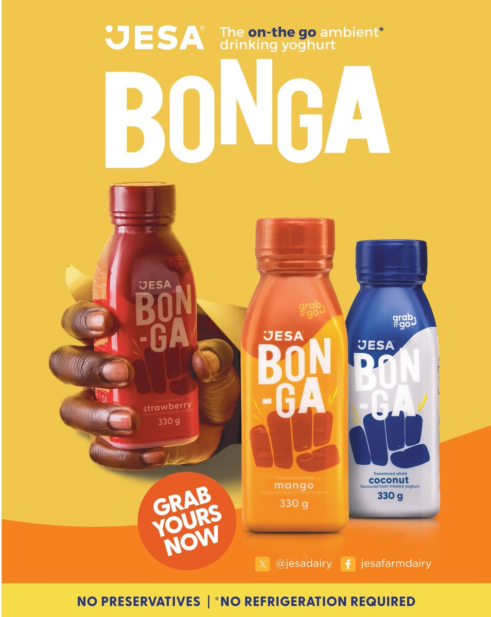 newvisionwire's tweet photo. AD
Have you tried Bonga yogurt from @jesadairy?
It's super smooth and tasty! It comes in a handy container and stays fresh for six months without needing to be refrigerated. Treat yourself to this delicious yogurt!
#JesaBonga https://t.co/G9faOVxi2e
