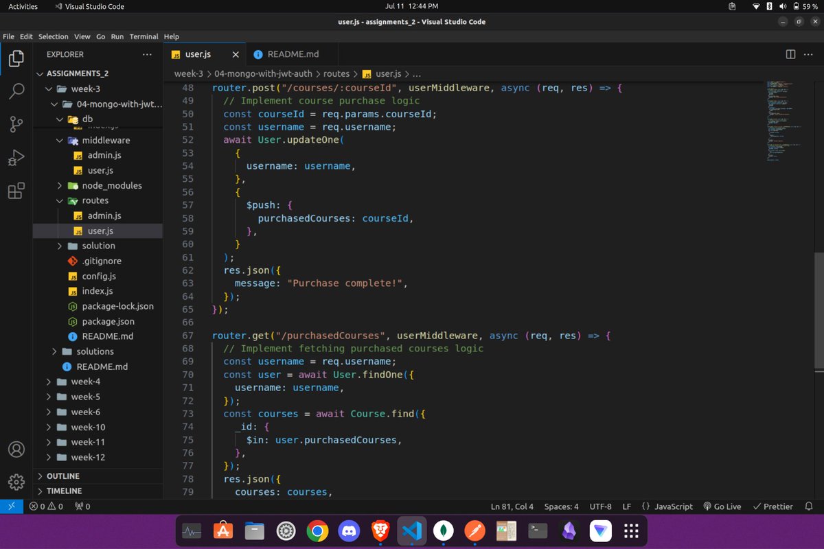 alihaider0018's tweet image. Just completed the 04-mongo-with-jwt-auth assignment! Learned a ton about MongoDB, JWT integration, express servers, middlewares, and the importance of logging errors. @100xDevs @kirat_tw #MERNStack #DeveloperJourney #ErrorLogging