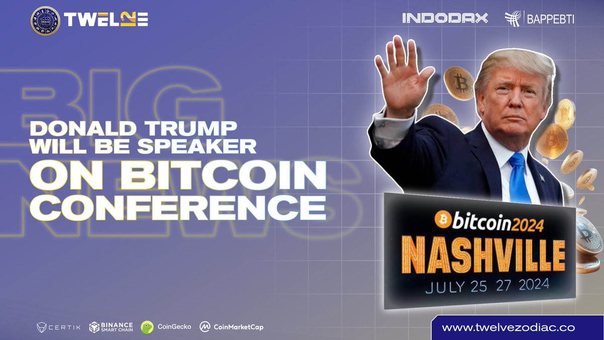 Donald Trump, U.S. presidential nominee,  has been confirmed as a special guest at the upcoming bitcoin conference in Nashville, Tennessee on 27 July 2024.

Previously, Trump had even included pro-Bitcoin policies in the core policies of the Republican party.

Source : Coindesk