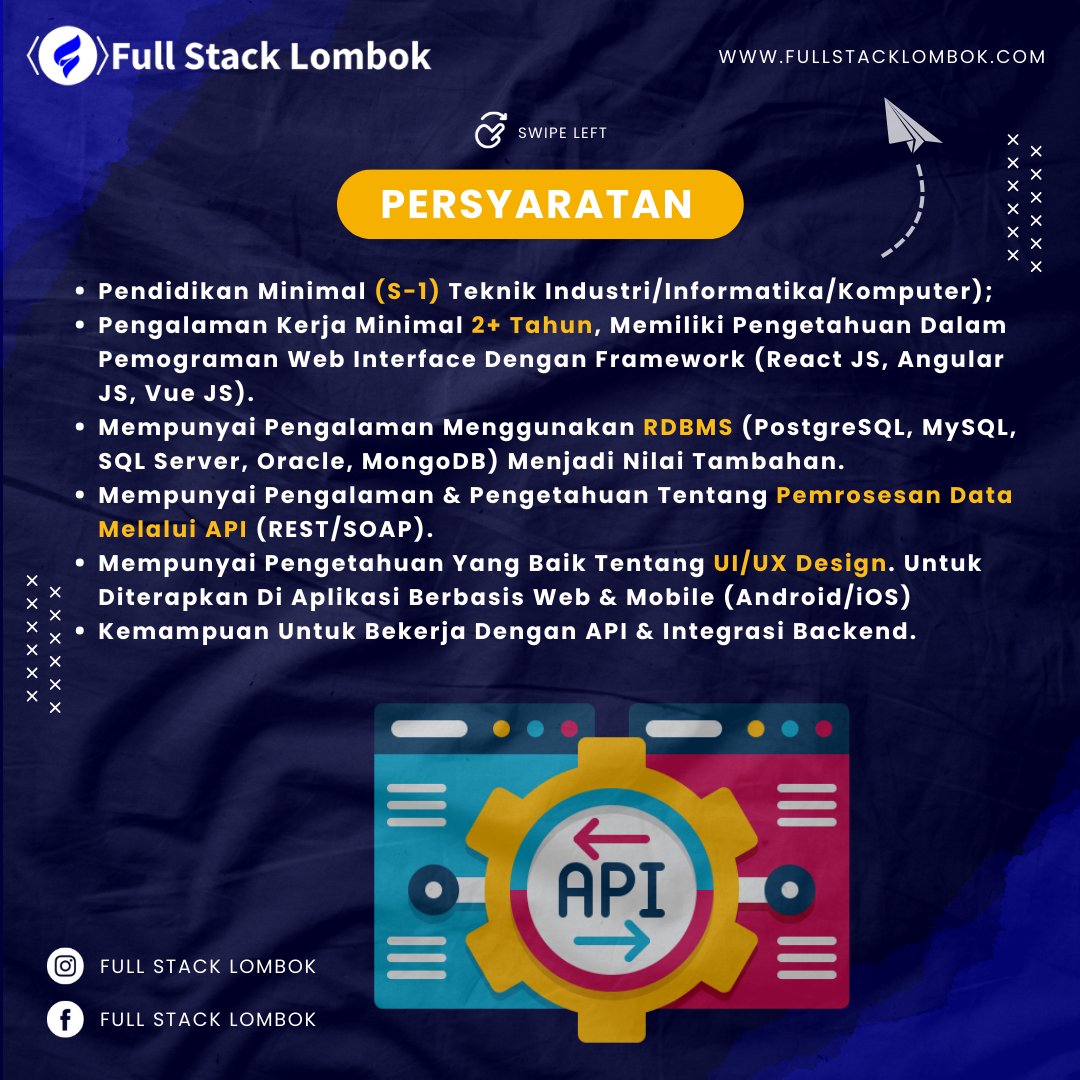 fullstacklomb0k's tweet image. Bergabunglah dengan Tim Kami sebagai Front End Developer! 🌟

Apakah Kamu seorang ahli dalam menciptakan antarmuka pengguna yang menakjubkan dan responsif? Jika ya, kami ingin Kamu menjadi bagian dari tim kami di Full Stack Lombok, Yuk Segera kirim Cv terbaik mu