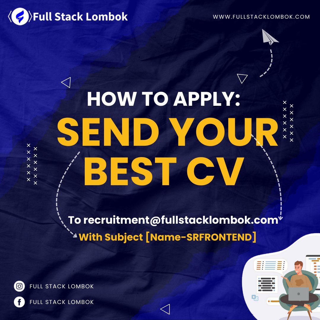 fullstacklomb0k's tweet image. Bergabunglah dengan Tim Kami sebagai Front End Developer! 🌟

Apakah Kamu seorang ahli dalam menciptakan antarmuka pengguna yang menakjubkan dan responsif? Jika ya, kami ingin Kamu menjadi bagian dari tim kami di Full Stack Lombok, Yuk Segera kirim Cv terbaik mu