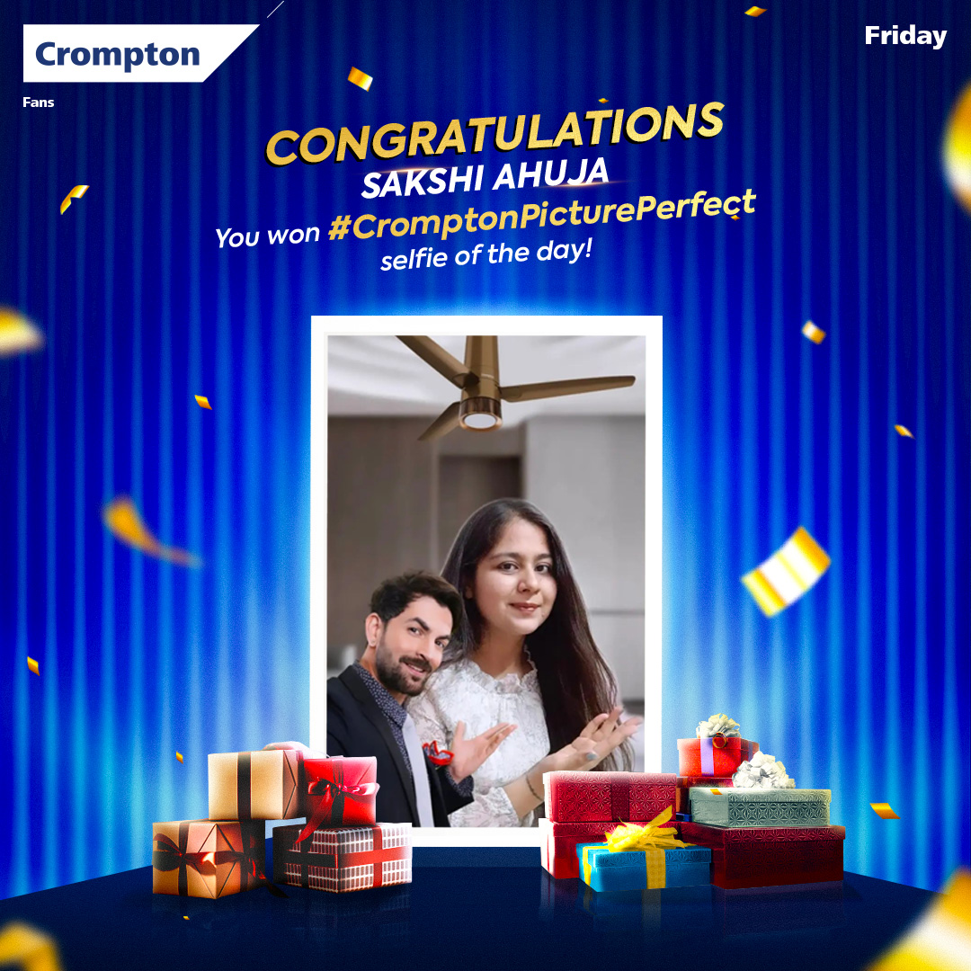 Crompton_India's tweet image. Congratulations to all the daily winners of Week for #CromptonPicturePerfect Fans Contest! 🥳

#CromptonPicturePerfectFans #PicturePerfect #FanContest #Fans #ParticipateNow
#CromptonPicturePerfect #ContestWinners #Crompton #CromptonIndia
