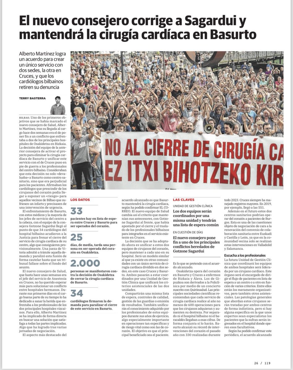 Gaur berri ON bat!! Azkenean lortu dugu Basurtoko Bihotz Kirurgia bertan geratzea. Garaipen bat!!💪🏿

Borroka horrek erakusten digu ze garrantzitsua den erakundeetan gaia etengabe lantzea, kalean mobilizatzea, langileak inplikatzea. Nahiz eta momentu askotan gogorra izan.