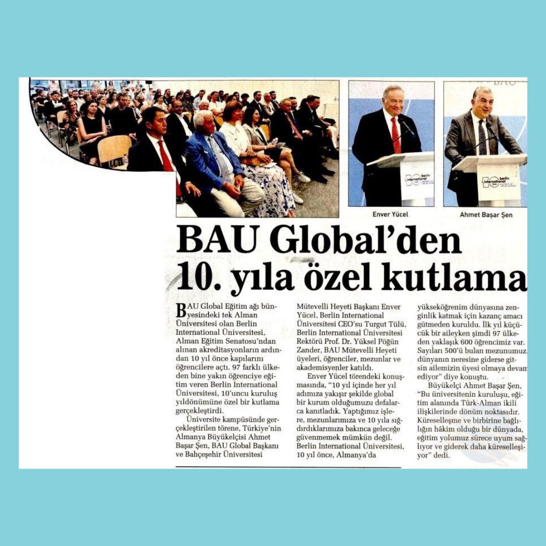buek_mim's tweet photo. ✔️BAU Global Eğitim Ağı bünyesindeki Berlin International Üniversitesi’nin 10’uncu yıl kutlamasının haberi Sabah’ta; HABERİNİZ OLSUN! https://t.co/C8h068wZqS