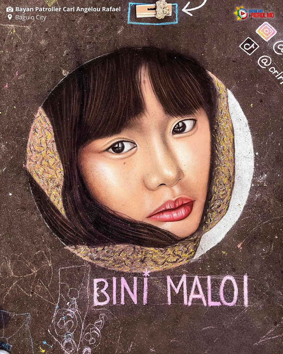 bayanmo's tweet image. Agaw-pansin sa Session Road, #Baguio City ang #ChalkArt ng #BINI (@BINI_ph) members na sina Maloi, Mikha, Aiah, Gwen, at Stacey na likha ni Bayan Patroller Carl Angelou Rafael.

Para sa mga kaugnay na ulat ng @bayanmo: news.abs-cbn.com/bmpm

#ArtPatrol