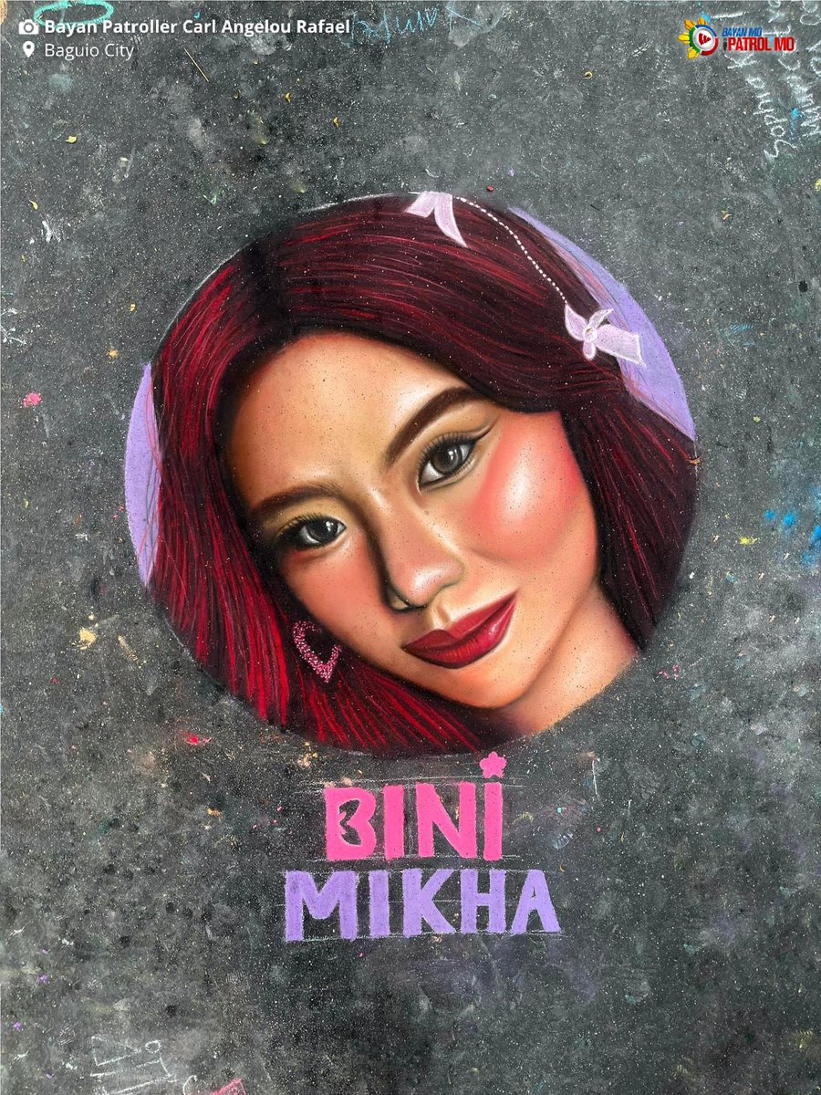 bayanmo's tweet image. Agaw-pansin sa Session Road, #Baguio City ang #ChalkArt ng #BINI (@BINI_ph) members na sina Maloi, Mikha, Aiah, Gwen, at Stacey na likha ni Bayan Patroller Carl Angelou Rafael.

Para sa mga kaugnay na ulat ng @bayanmo: news.abs-cbn.com/bmpm

#ArtPatrol