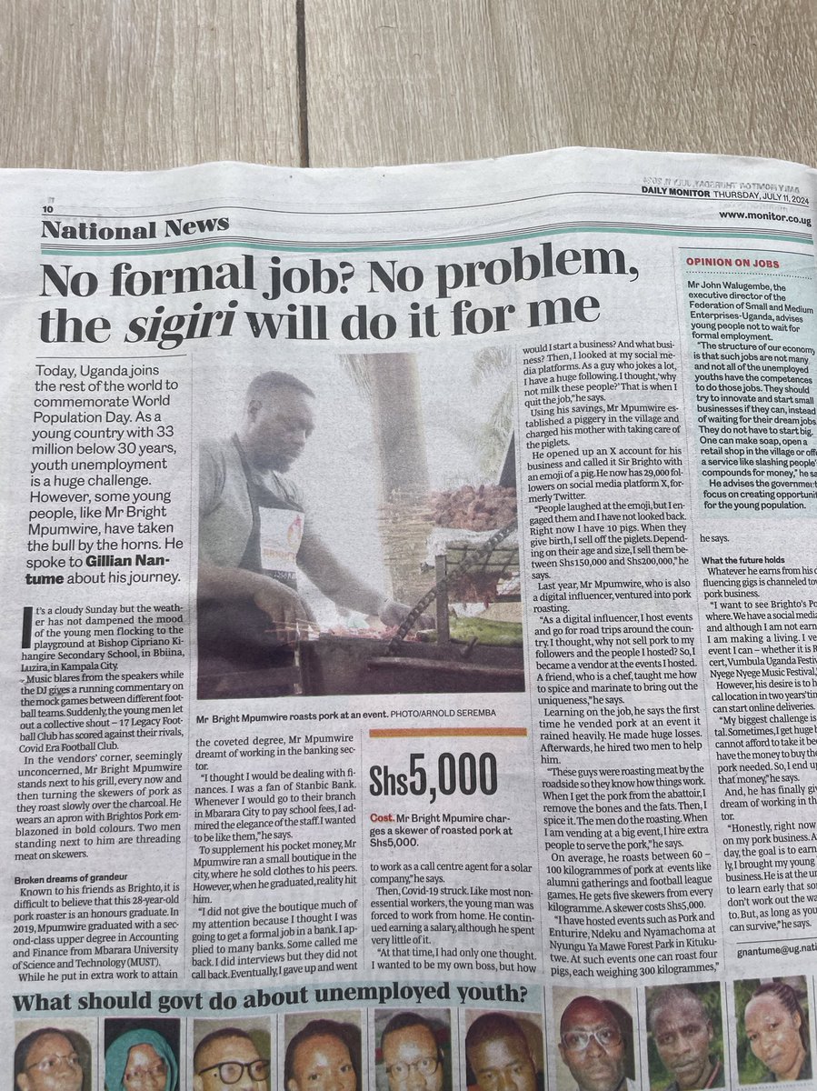 Brighto_Dynasty's tweet image. Buy your daily monitor today ! Brightos Pork going Crazy 😭
Thanks Daily Monitor Uganda and NTV Uganda🙏🏿 🇺🇬
To everyone supporting my hustle 🫡 let’s hustle our way out👏