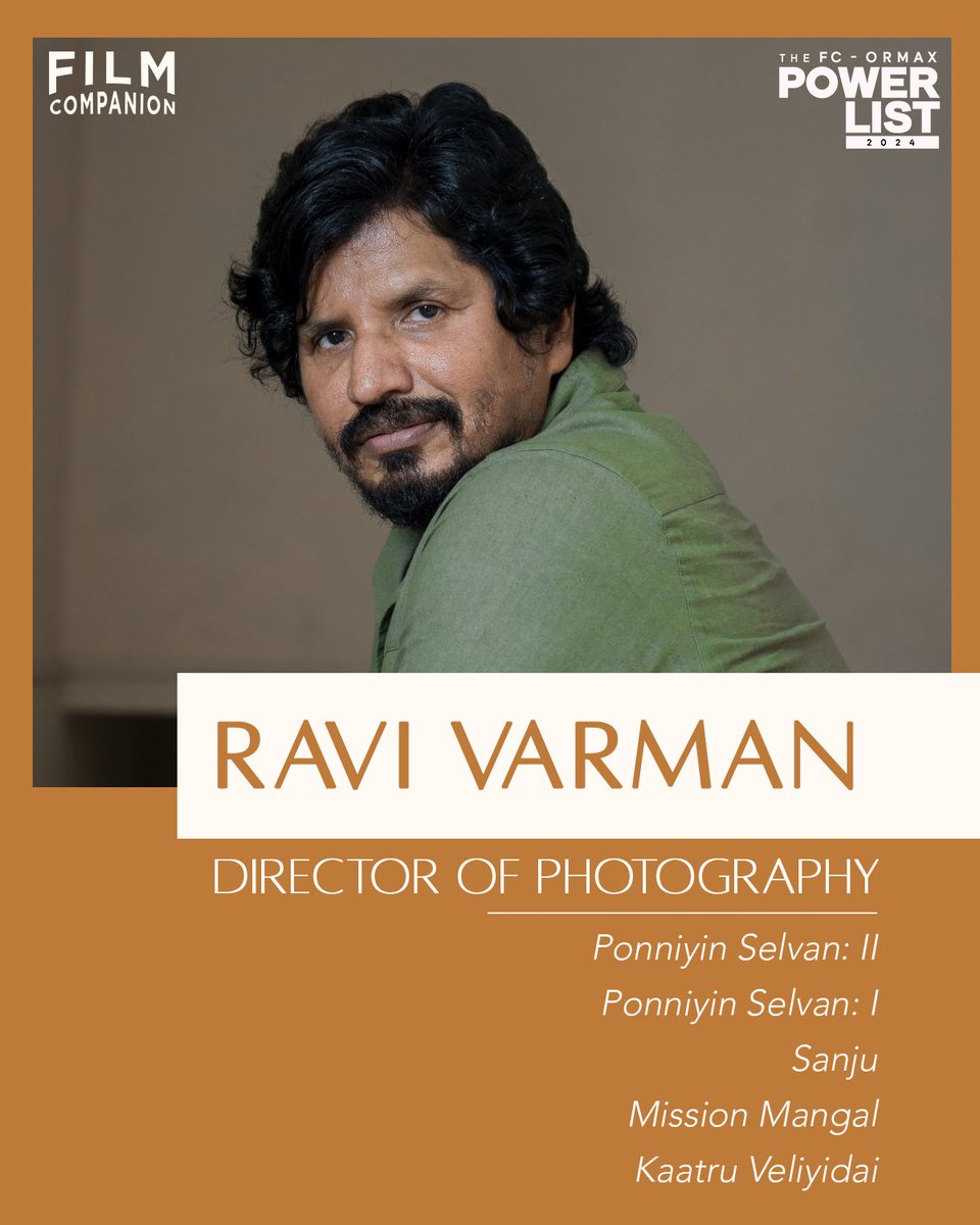 #ThePowerListTechnicans:
Every frame in the Ponniyin Selvan films gleams with royalty and intimacy – the visuals are grander, yet the beauty lies in the emotional moment framed within it. Ravi Varman’s (<a href="/dop_ravivarman/">Ravi Varman.ASC.ISC</a>) cinematography in Mani Ratnam spectacles tell a heartening