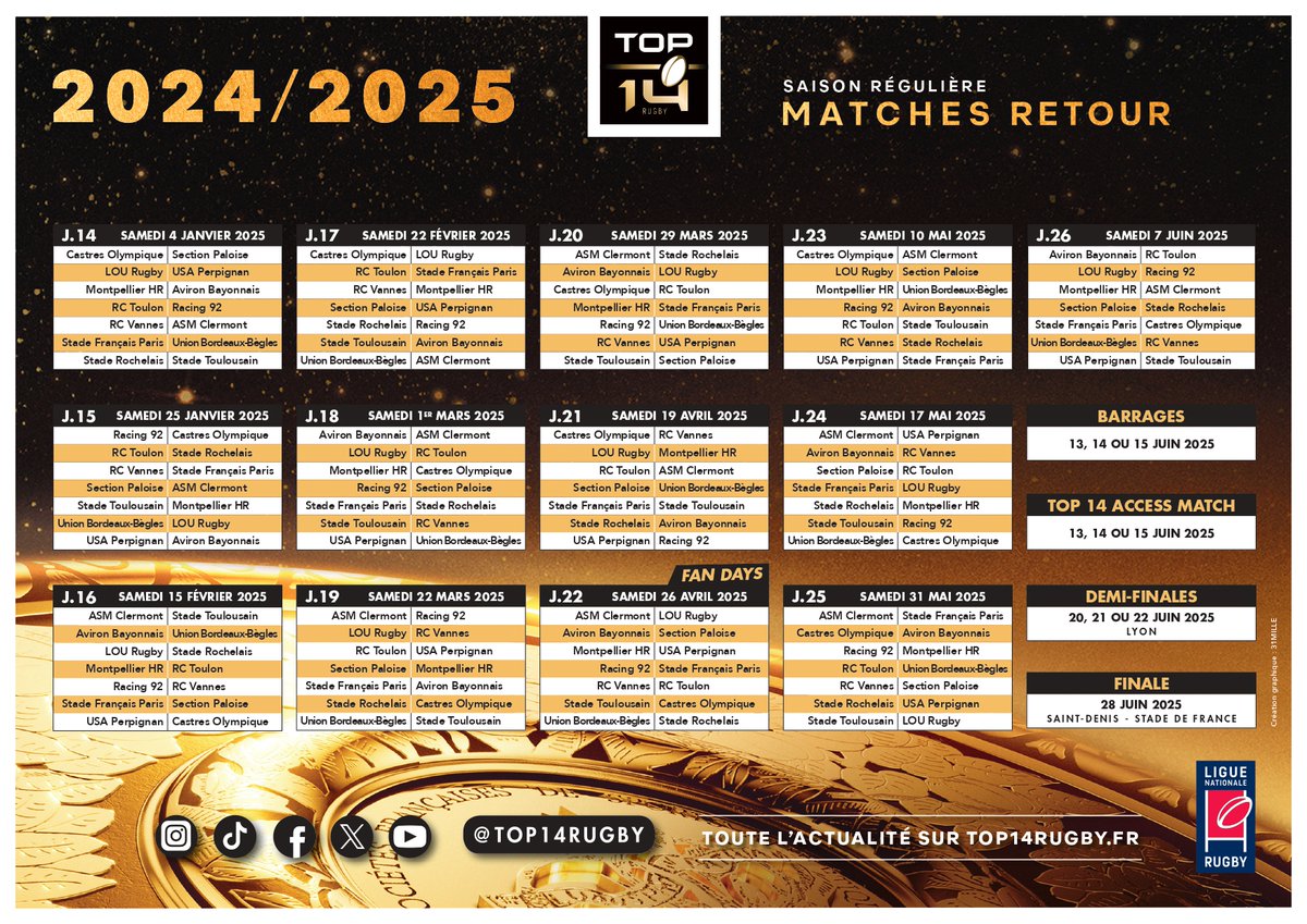RugbyClubVannes's tweet photo. 📅 Pour ses premiers pas en @top14rugby, le @RugbyClubVannes aura l’honneur de recevoir le @StadeToulousain, vainqueur de la dernière Champions Cup et champion de France en titre, dès la première journée à la Rabine ! 

👉 Découvrez le calendrier complet ! 

#FiertéBretonne https://t.co/se1FBgCFTi