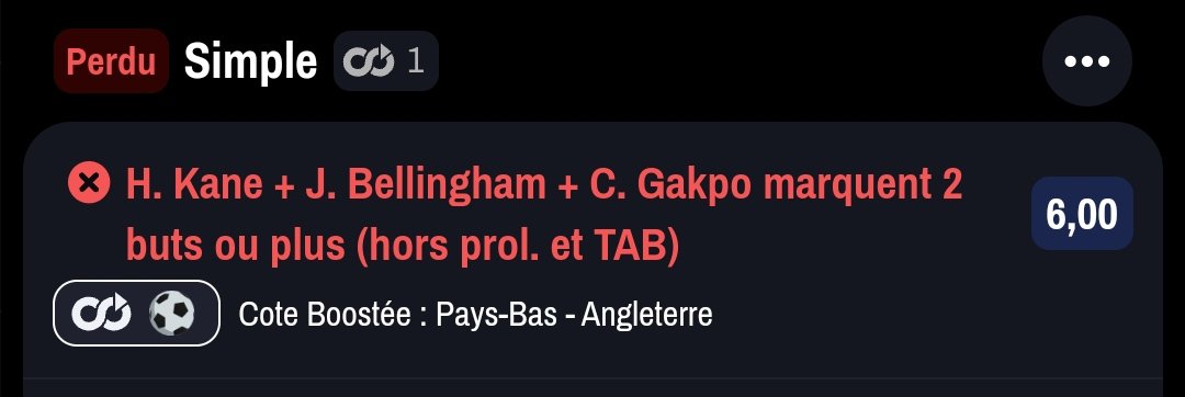 Kevab15's tweet photo. @WinamaxSport  bonjour, pourquoi la côte Boostee n'a pas été validée hier soir ? Kane marque le 1er but et son remplaçant Watkins marque le second, ça fait donc bien 2 buts marqué par le trio ? Merci https://t.co/sza7wkuTsx