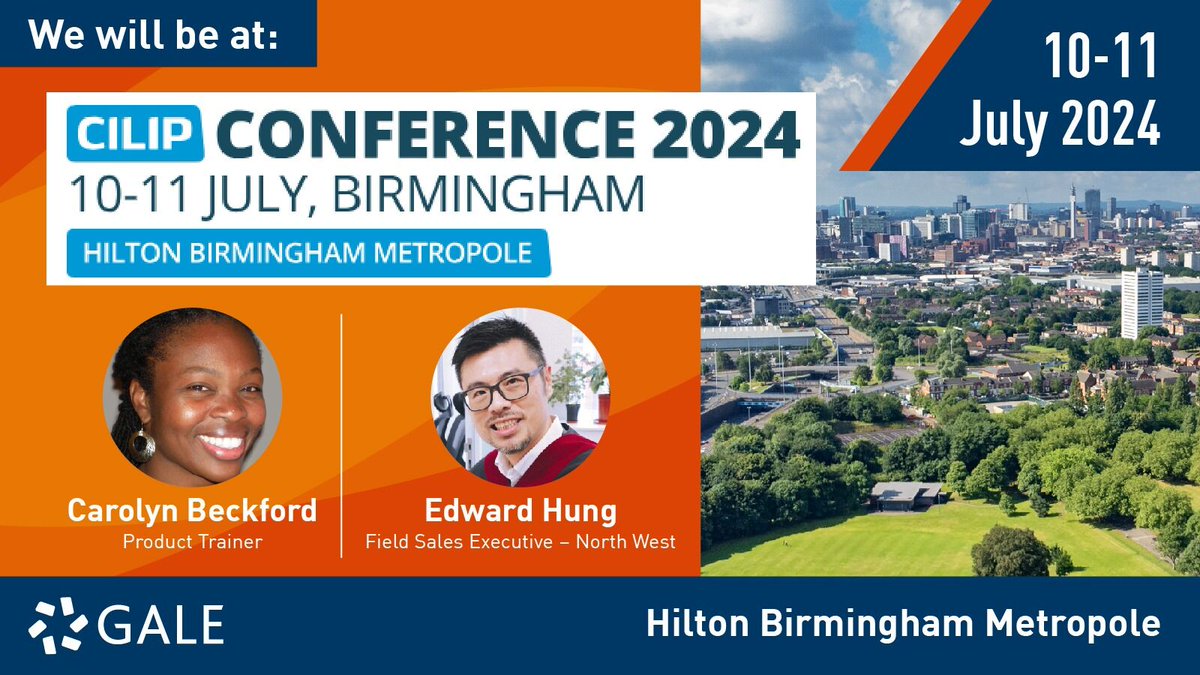 GaleAcademic's tweet photo. We've had a great time so far at the #CILIPConf24! There's still time to stop by Stand D to have a chat with @GaleEMEAEdward and Carolyn, @GaleEMEATrainer. #CILIPConf24 @CILIPinfo #CILIP #LibraryConference https://t.co/NbCO9jKkIU