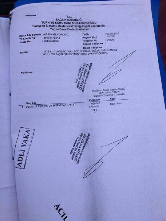 metinsolmaz's tweet photo. Ali İsmail Korkmaz beyin kanaması geçirirken kas gevşetici vererek eve yollayan doktor Hasan Gülcü. https://t.co/5GUnzPNevv