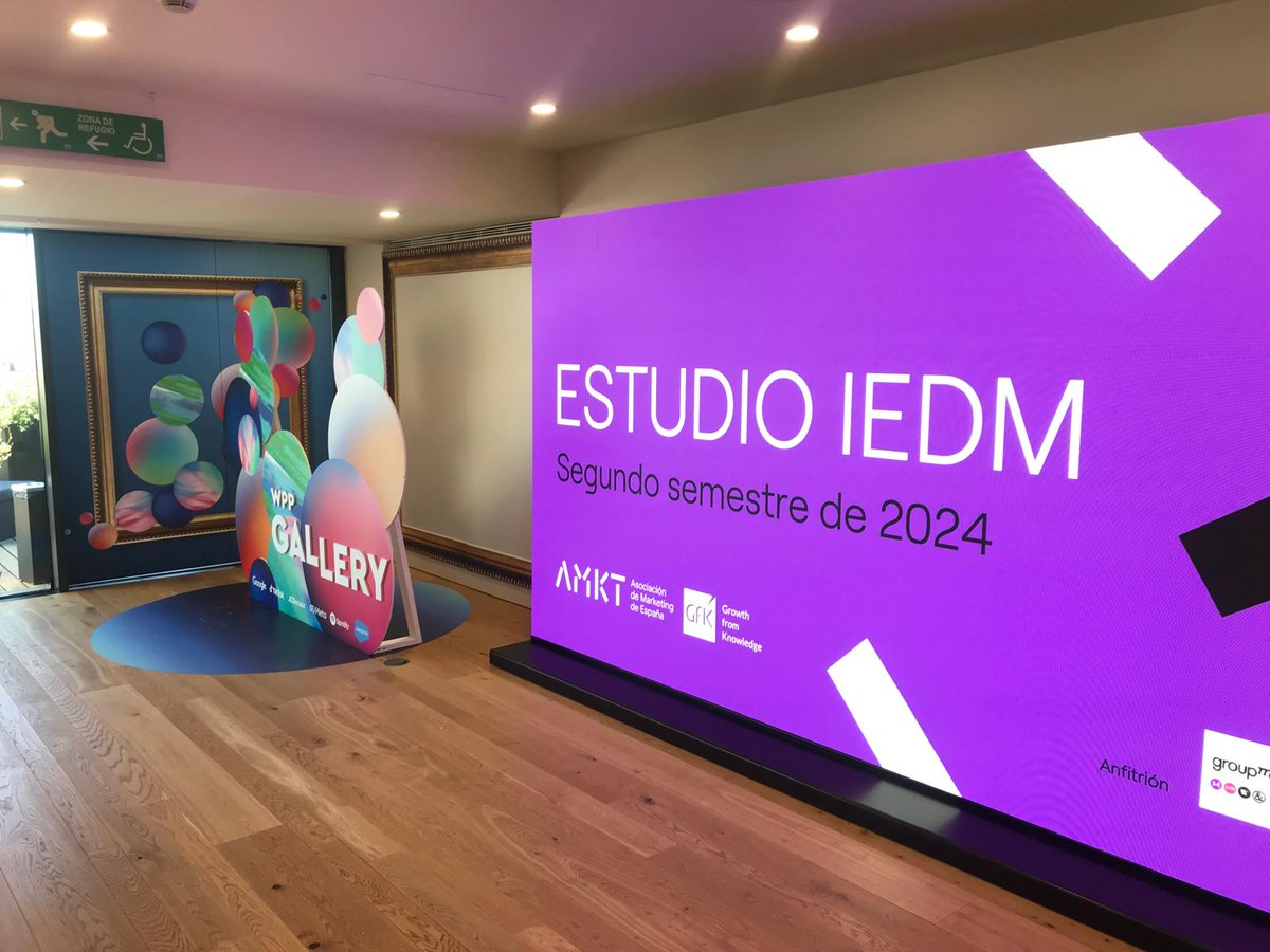 AMKT_es's tweet photo. Todo listo para comenzar la presentación del #IEDM (Índice de Expectativas de los Directores de #Marketing) del 2º semestre de 2024, en la sede de @GroupM_Espana 

En breve comenzaremos.
¡Sigue la presentación en directo! 👇 https://t.co/RmJyDfqqN0