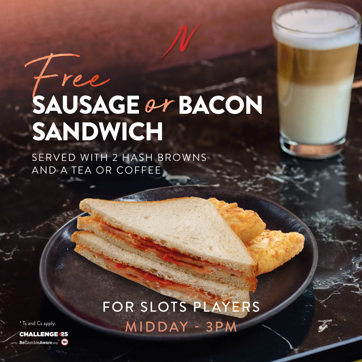 Free bacon butty and hash browns? Always 👀 

Throughout July Napoleons Leeds is giving away FREE sausage or bacon sandwiches, with hash browns and tea or coffee daily 🥓 ☕