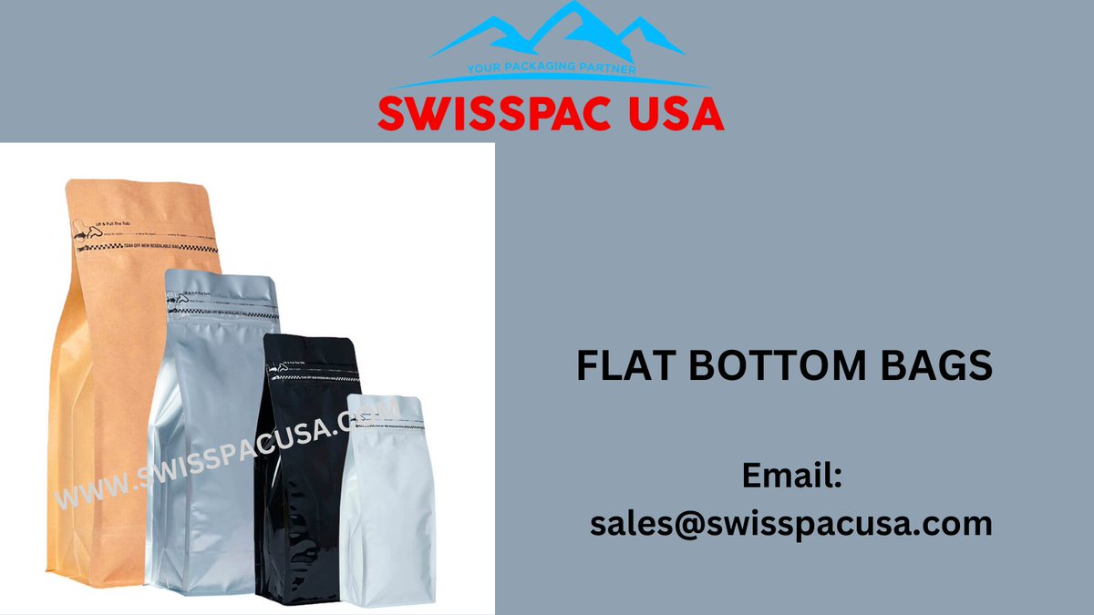 SwissPAC2's tweet image. Our #stock #flatbottombags ready in stock are designed to stand upright on their own, making them perfect for packaging a variety of products.
swisspacusa.com
sales@swisspacusa.com
#flatbottom #flatbottombags #flatbottompouches #flatbottompouch #innovation #brand