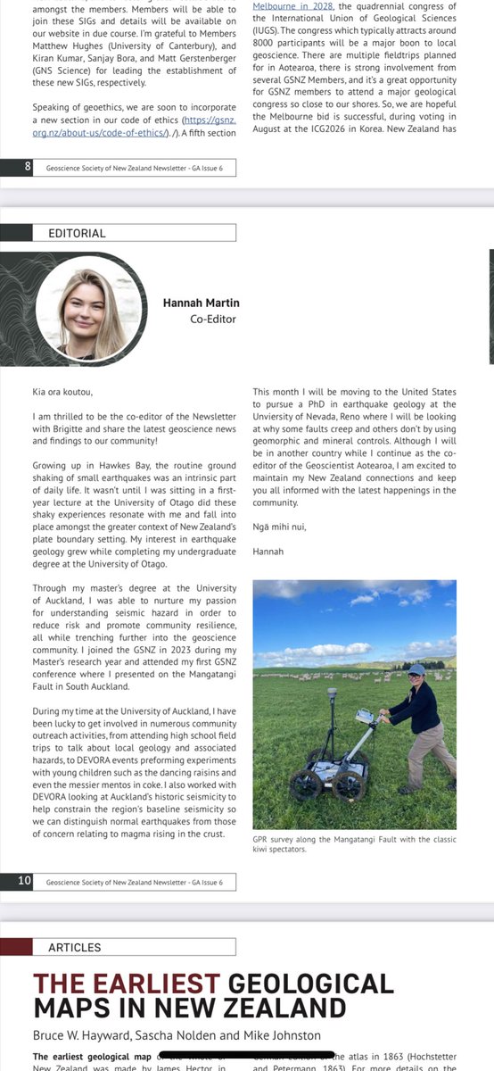 Super pumped to have released my first issue as the co-editor of the Geological Society of New Zealand Newsletter!
Make sure your membership is renewed to stay up to date with the latest happenings in the geoscience community!