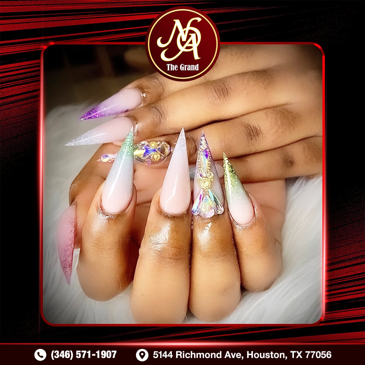 TheGrand_Nails's tweet photo. Pure elegance with a touch of bling—crystal rhinestone stiletto nails. 💎💖
#thegrandnailsofamerica #nailsofamerica #nailsalon #nailsalontx #nailsalonhouston #nail #manicure #pedicure #acrylicnails #nailsoftheday #fashion #nails #nail #instanails #nailsdid #nailpro #nailporn https://t.co/5pMtjFQ1N2