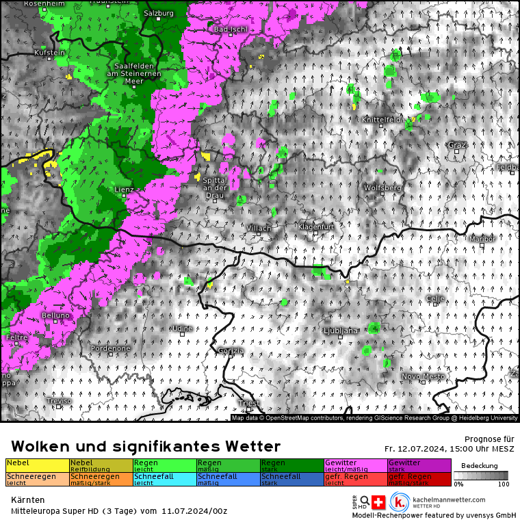 WWien10's tweet photo. Mit der #Kaltfront #FRIDA könnte es am morgigen Freitag turbulenter werden, zumindest westlich von #Villach. Sowohl #SuperHD als auch #ICON-D2 sehen zwei #Gewitterlinien. Eine zunächst am Nachmittag und auch in der Nacht zum Samstag könnte es nochmals krachen! Mal sehen... https://t.co/ZG4QaoBjVx