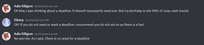 Commissioner Beware:  @AFilthyScav

Adie Killgore
Addicus (Adcus) Killgore
Discord: rasponov
Email: killer022@live.be

After agreeing to my ToS by commissioning decided to block me out of no where and do a change back, abusing paypal after asking for no deadlines before.