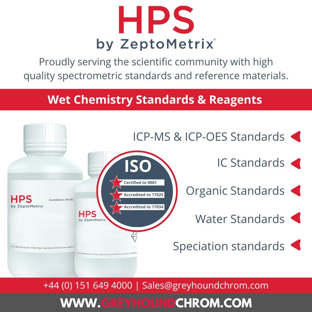 Greychrom's tweet image. High-Purity Standards

Wet Chemistry Standards &amp;amp; Reagents🤩

✅ ICP-MS &amp;amp; ICP-OES Standards

✅ IC Standards

✅ Organic Standards

✅ Water Standards

✅ Specification Standards

Shop here⬇️
greyhoundchrom.com/high-purity-st…

#highpurity #standards #chemistry #laboratory