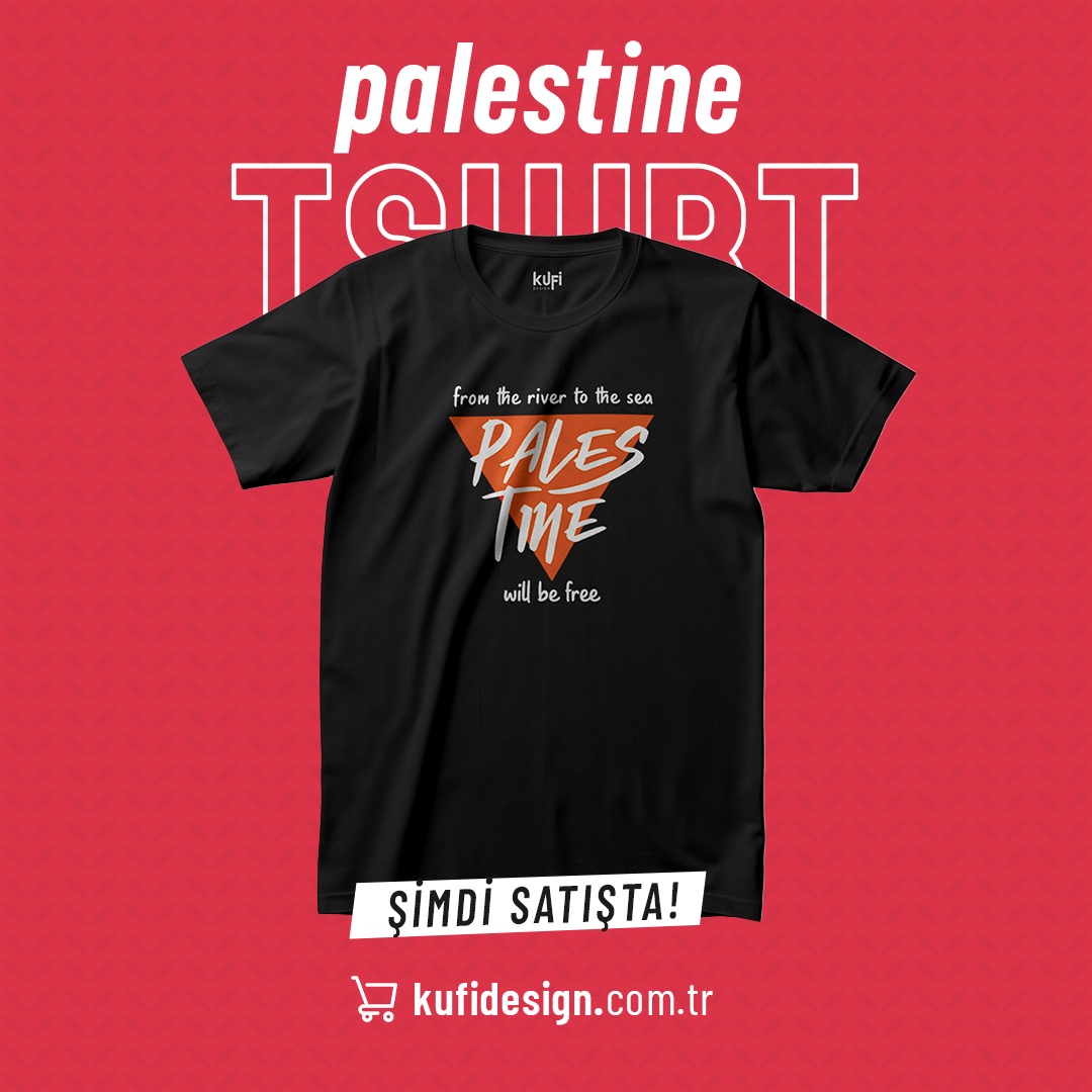 Kufi markası özel üretim basic tişört şimdi web sitemizde satışta!

✅ %100 pamuklu EOKO-TEX belgeli kumaş
✅ Yüksek kalite emprime baskı
✅ “From the river to the sea palestine will be free” (Nehirden denize özgür filistin) yazılı, kırmızı üçgen tasarımlı