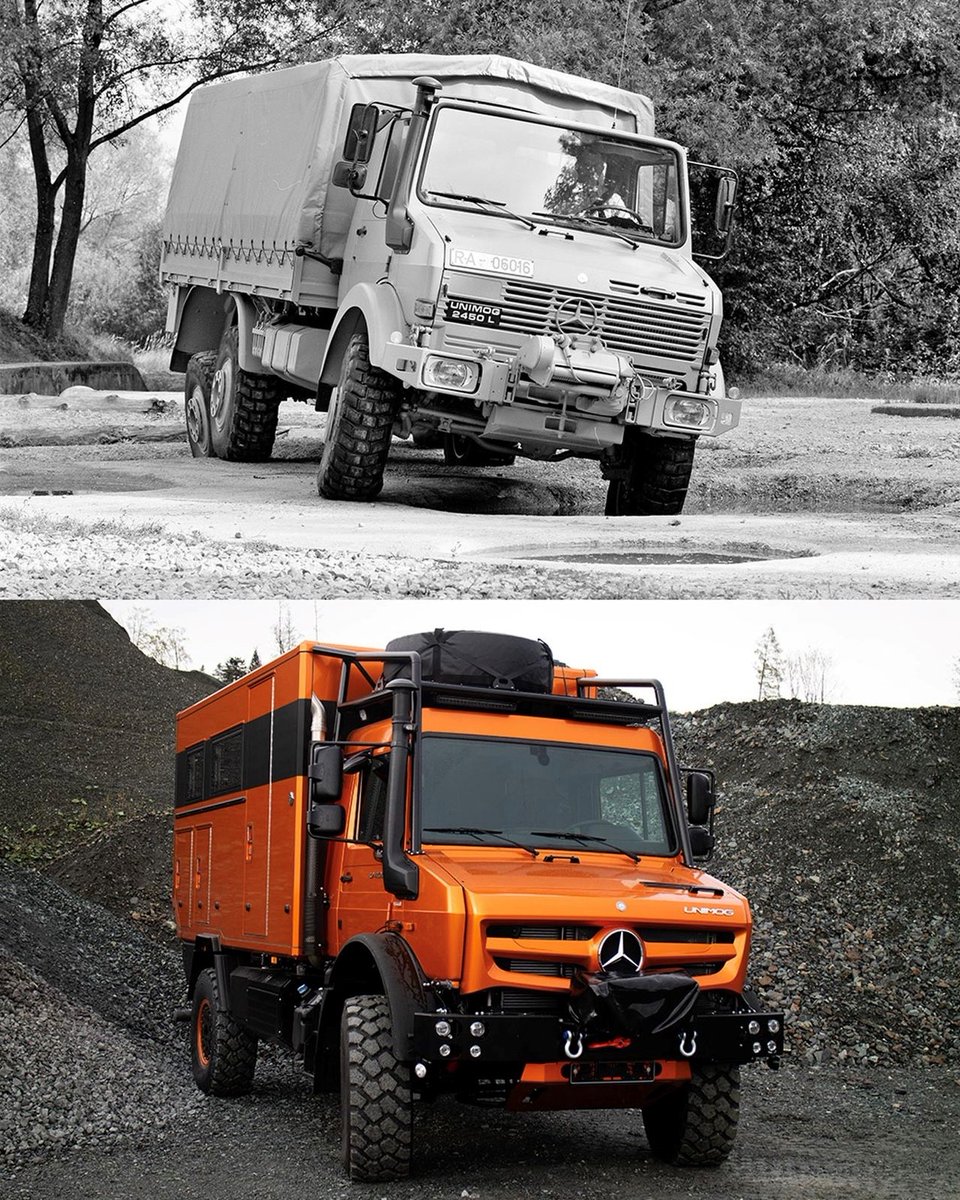Did you know? Our U 2450 L 6x6 (top) was the first 3-axle #Unimog
