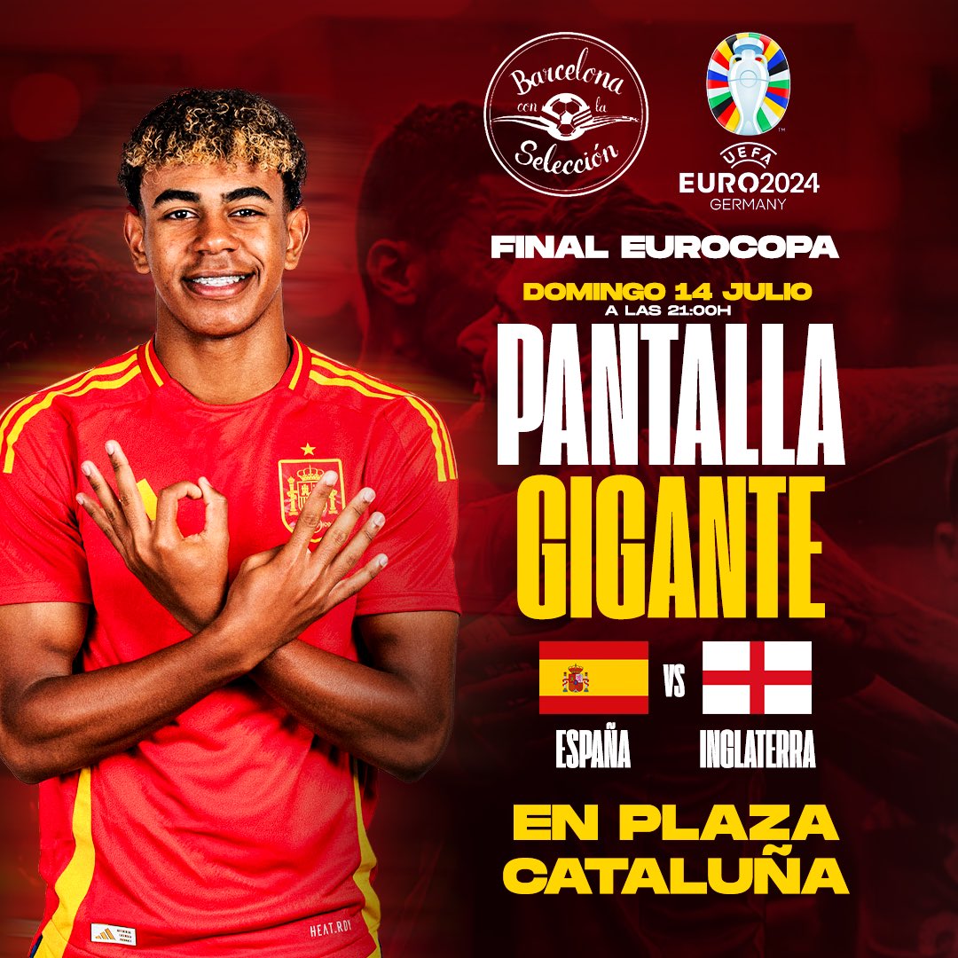 NOS VEMOS EL DOMINGO A PARTIR DE LAS 20H EN PLAZA CATALUÑA ❤️💛❤️

#BarcelonaConLaSelección
