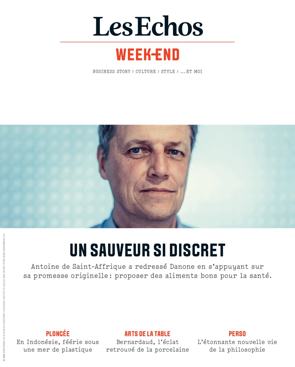 Les Echos-Le Parisien Communication (@echos_parisien) on Twitter photo Demain dans <a href="/LesEchosWeekEnd/">Les Echos Week-End</a> :
🔴 Business Story : Antoine de Saint-Affrique, un saveur si discret
🌊 Culture : L'art de la mer
🇮🇩 Style : Plongée en eaux troubles
▶️ À retrouver dans les points de vente habituels. Demain dans <a href="/LesEchosWeekEnd/">Les Echos Week-End</a> :
🔴 Business Story : Antoine de Saint-Affrique, un saveur si discret
🌊 Culture : L'art de la mer
🇮🇩 Style : Plongée en eaux troubles
▶️ À retrouver dans les points de vente habituels.