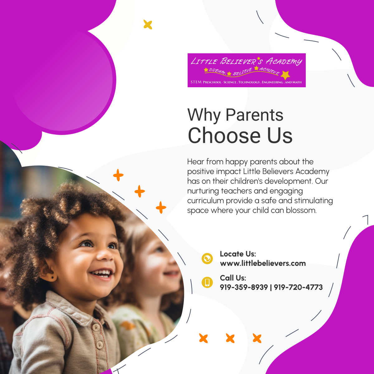 lilbelieversa's tweet image. Wondering where your child will flourish? See why Little Believers Academy is the top choice for nurturing young minds. Read testimonials on our website and schedule a tour today! Link: tinyurl.com/mtjst7zj.

#HearFromParents #NurturingEnvironments #LittleBelieversAcademy
