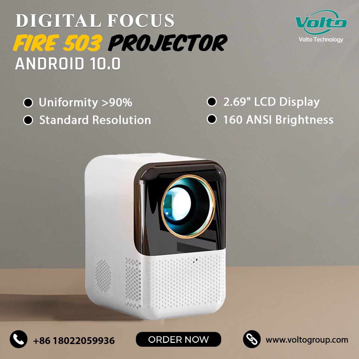 VoltoProjector's tweet photo. Experience the ultimate home theater with the Fire 503 Smart LCD Portable Projector! This sleek and attractive design projector offers high brightness and high resolution, ensuring a crystal-clear viewing experience.

 #SmartProjector #Android10 #DigitalFocus #BuiltInSpeaker https://t.co/vYT0zxr7Pl