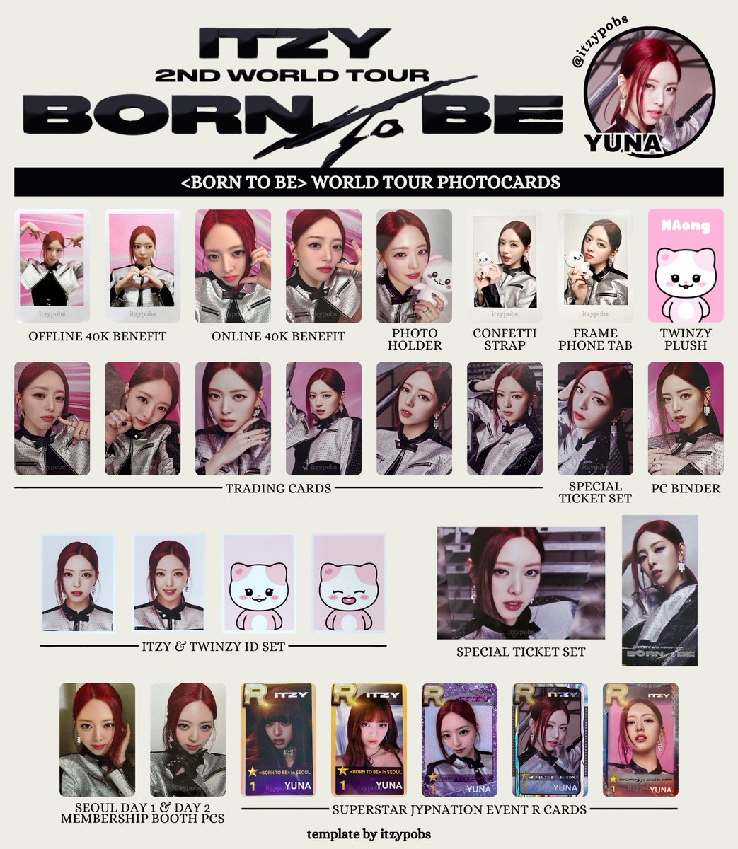 ❤️‍🔥 ITZY BORN TO BE world tour merchandise md + ssjyp R cards