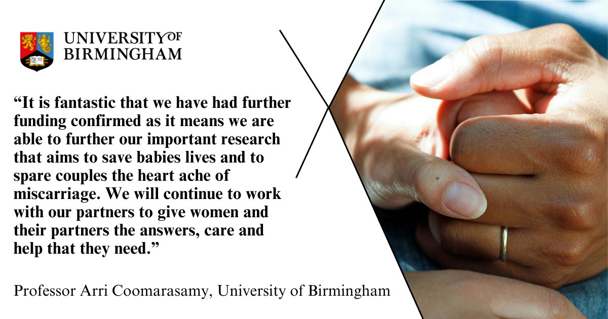 Congratulations to <a href="/tommysbham/">@tommysbham</a> who have received further funding to continue their important miscarriage research until at least 2029.  birmingham.ac.uk/news/2024/lead… 
<a href="/BWC_NHS/">BWC NHS Trust</a> @uniwarwick <a href="/nhsuhcw/">UHCW NHS Trust</a> <a href="/imperialcollege/">Imperial College London</a> @imperialNHS <a href="/arricoomarasamy/">Prof Arri Coomarasamy OBE MBChB MD FRCOG FMedSci</a> @IMSR_UoB