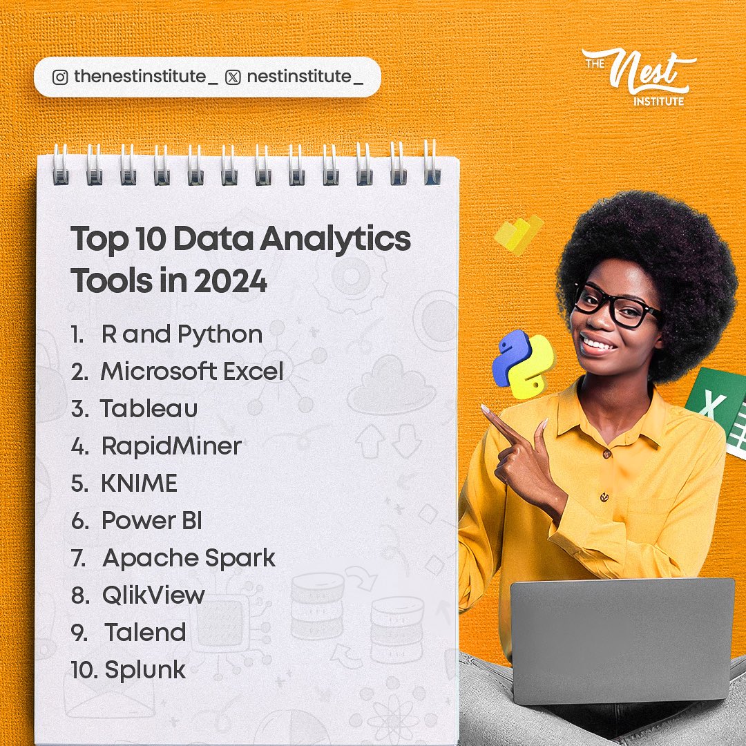 nestinstitute_'s tweet image. Unlock the power of data with the top 10 data analytics tools you need to know! 
These tools will elevate your data game and drive smarter decisions. 
Which one is your go-to? 🔧📊 
#nestinstitute #thenestinstitute #dataanalyticstraining #techtools #datadriven