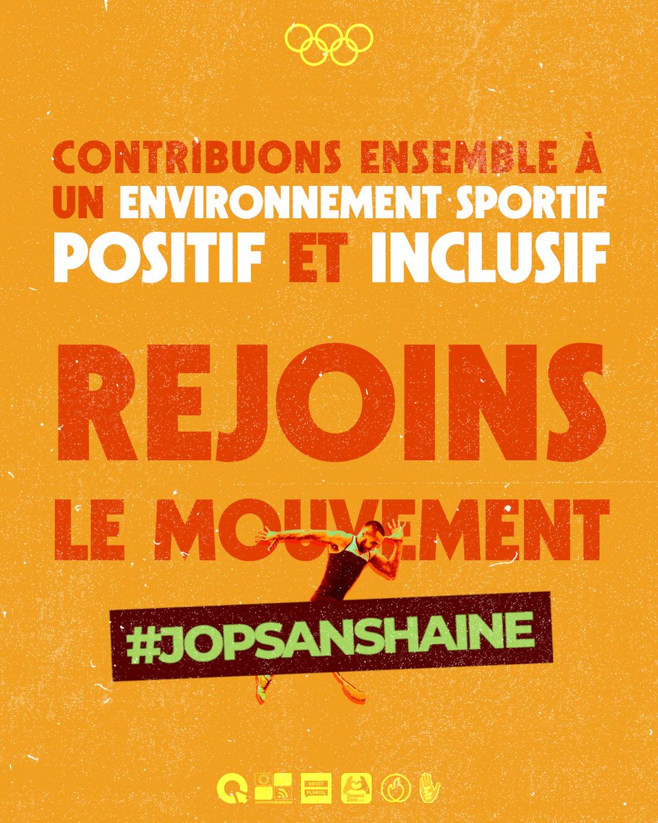 🤝 Contribuons ensemble à un environnement sportif positif et inclusif. Rejoins le mouvement #JOPSansHaine !

#JOPSansHaine - Une campagne réunissant <a href="/SOS_Racisme/">SOS Racisme</a> , @droit_pluriel , <a href="/jesuisla_fr/">#jesuislà</a> , <a href="/respectzone_org/">Respect Zone</a> ,  <a href="/assoGeNum/">Génération Numérique</a> et coordonnée par <a href="/PointdeContact/">Point de Contact</a>.