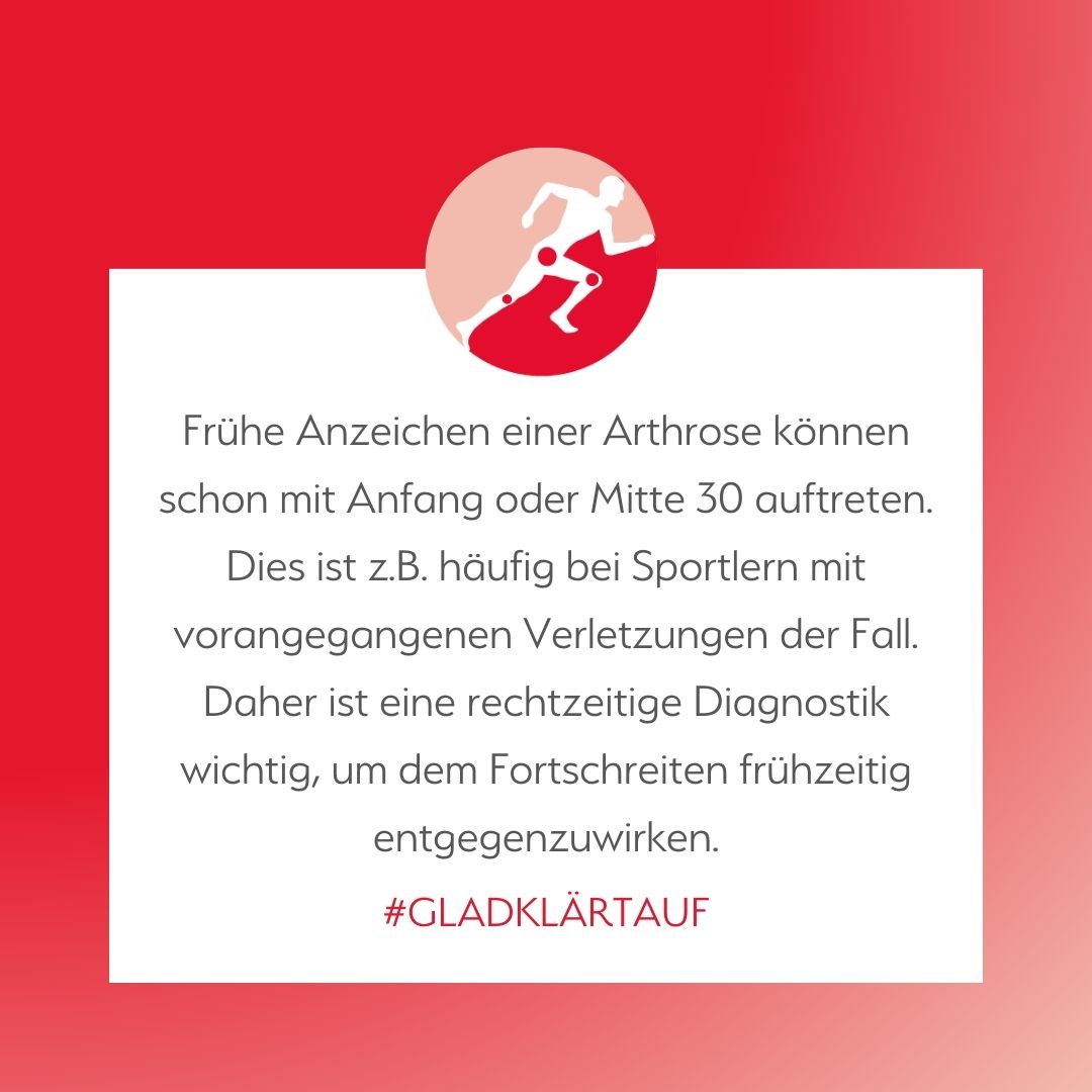 #Arthrose ist nicht nur eine Erkrankung der "Alten". Bereits in jungen Jahren können erste Anzeichen auftreten. 🔎 Daher sollten wir junge, fitte #Patienten nicht vergessen, um das Voranschreiten zu verlangsamen und ihnen frühzeitig ein gutes #Arthrosemanagement mitzugeben.
#glad