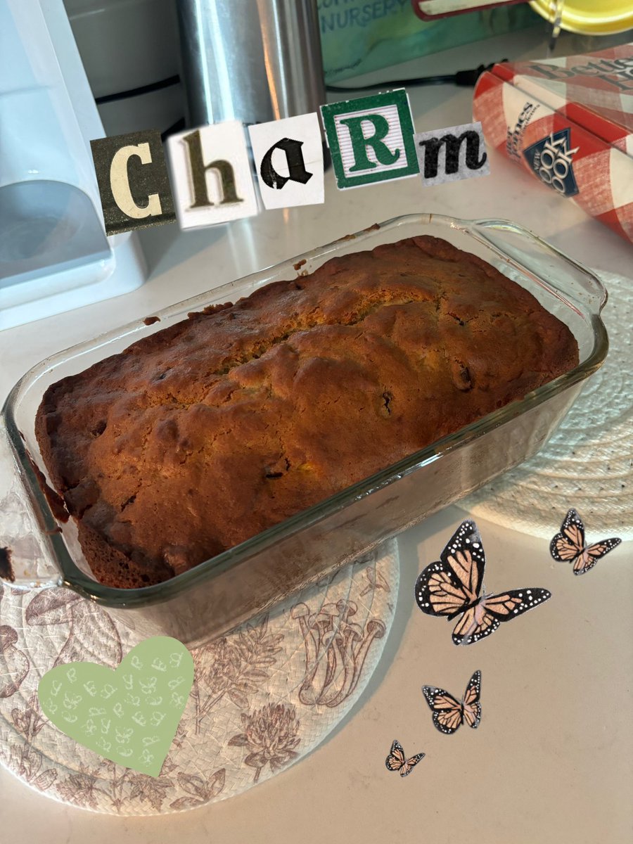 sxlverwing's tweet photo. me and my mom made some chocolate chip banana bread 🗝️💚 @clairoshq #CharmingWeek (its not super pretty but it tasted really good) https://t.co/xw8EjIRfhK